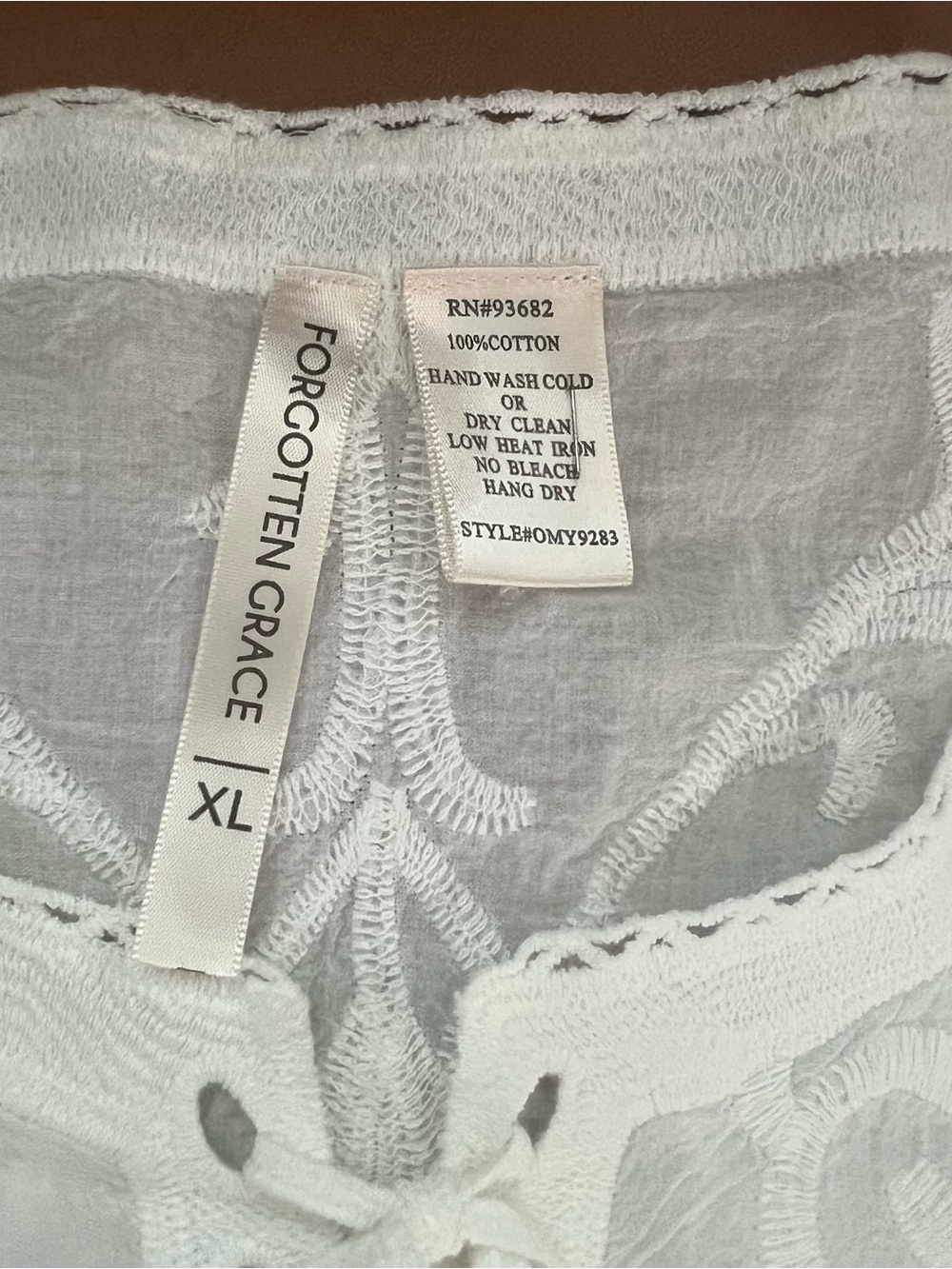 Forgotten Grace bohemian-style peasant Top white blouse Embroidered Lace-Trim XL - Picture 4 of 9